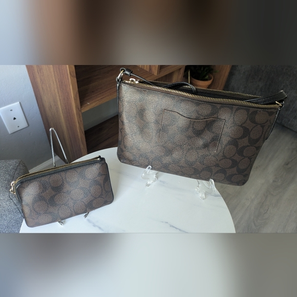 Coach Signature East West Dark Brown Crossbody Leather Bag. - Picture 2 of 14